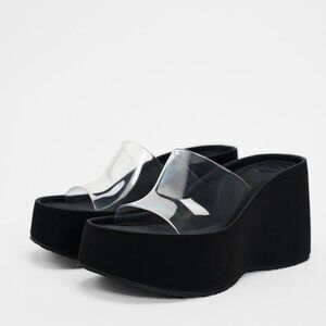 Zara VINYL WEDGE SANDALS